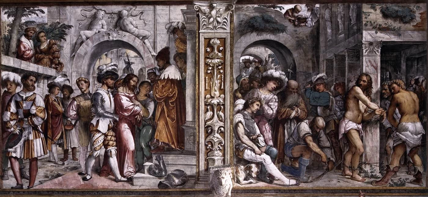 Il Romanino-7-Cristo dinanzi a Pilato e La flagellazione-Cattedrale di Cremona